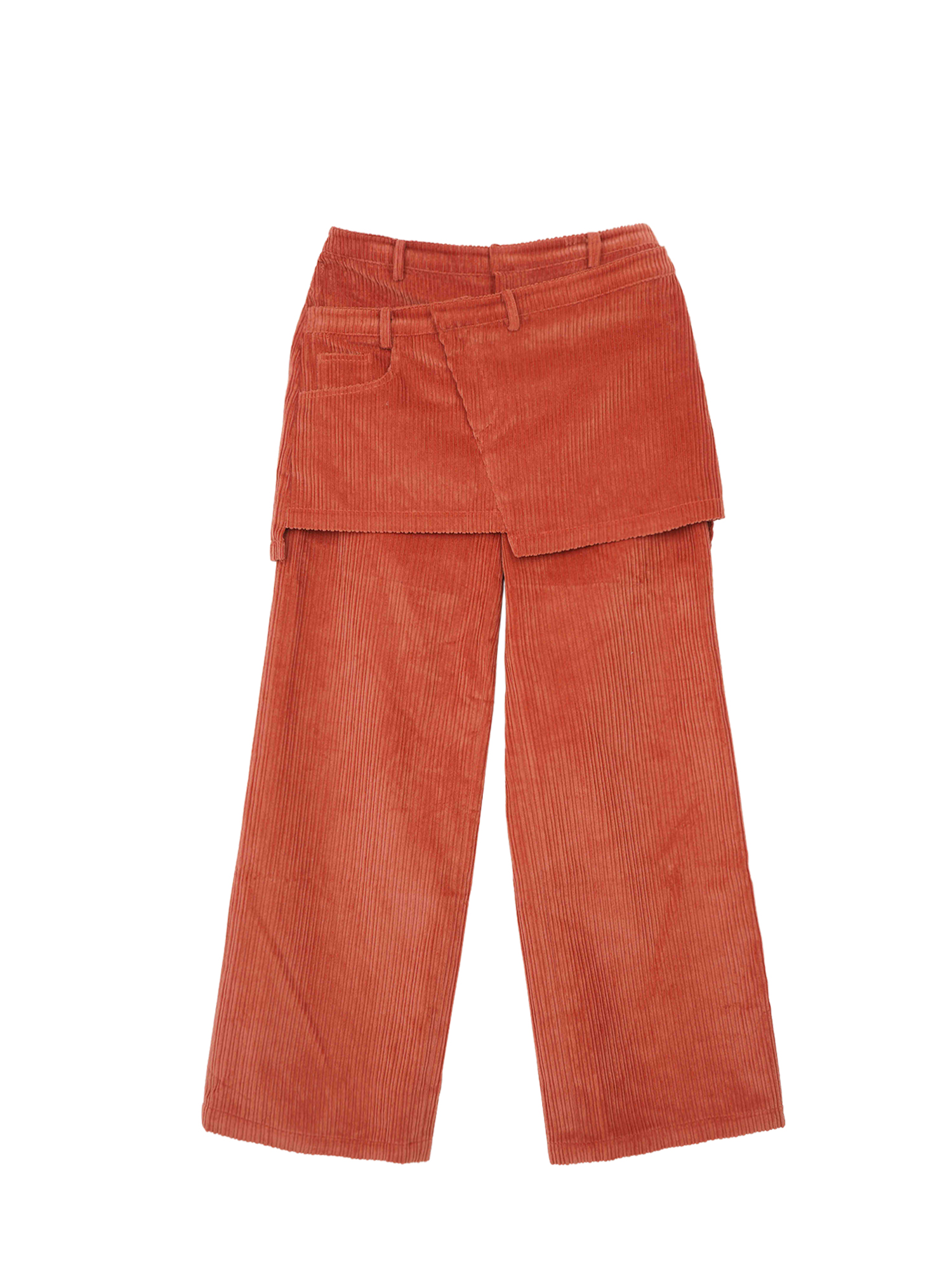 Double Layered Corduroy Pants - Brick orange
