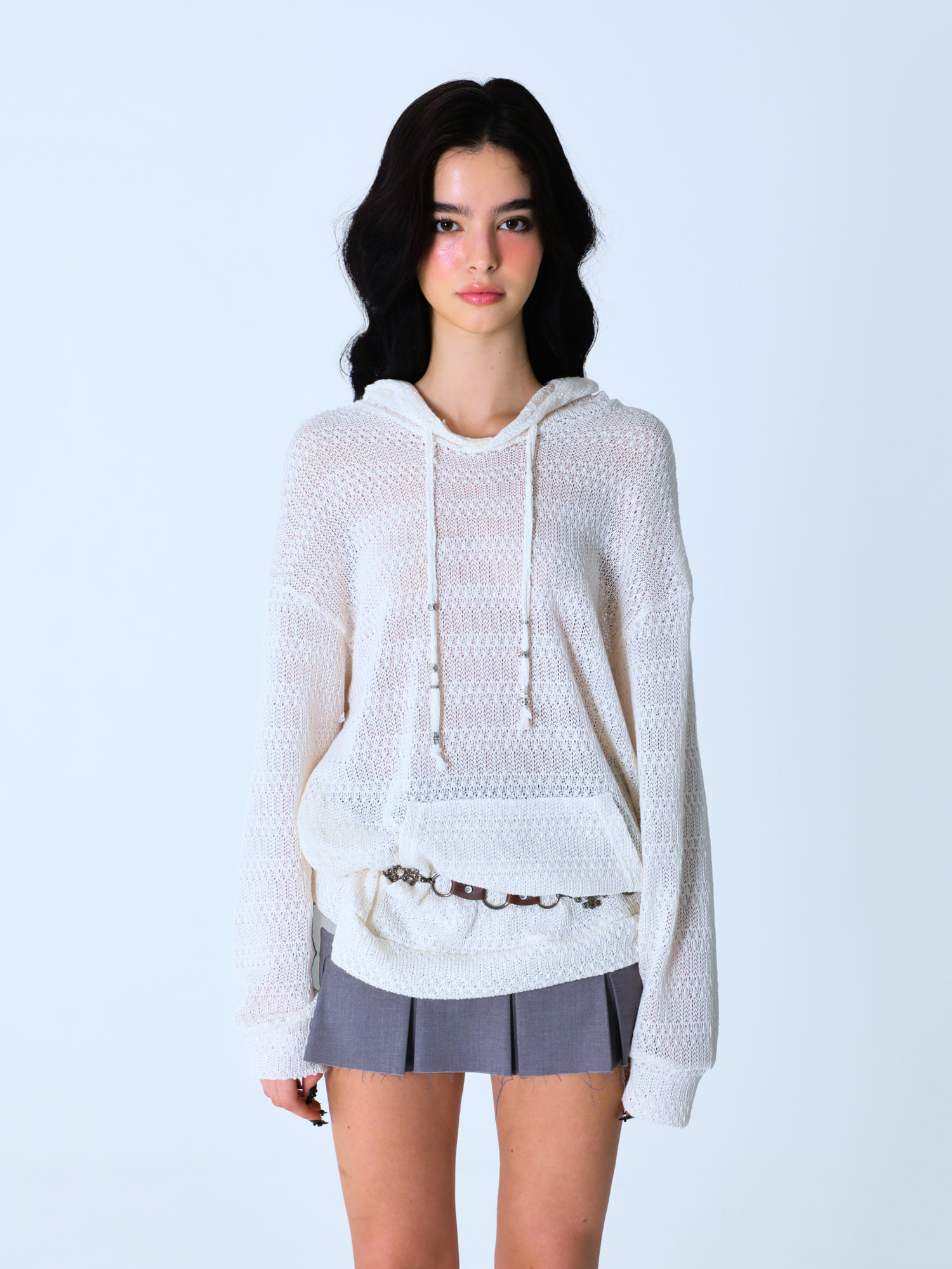 Oversized Knit Hoodie - Ivory