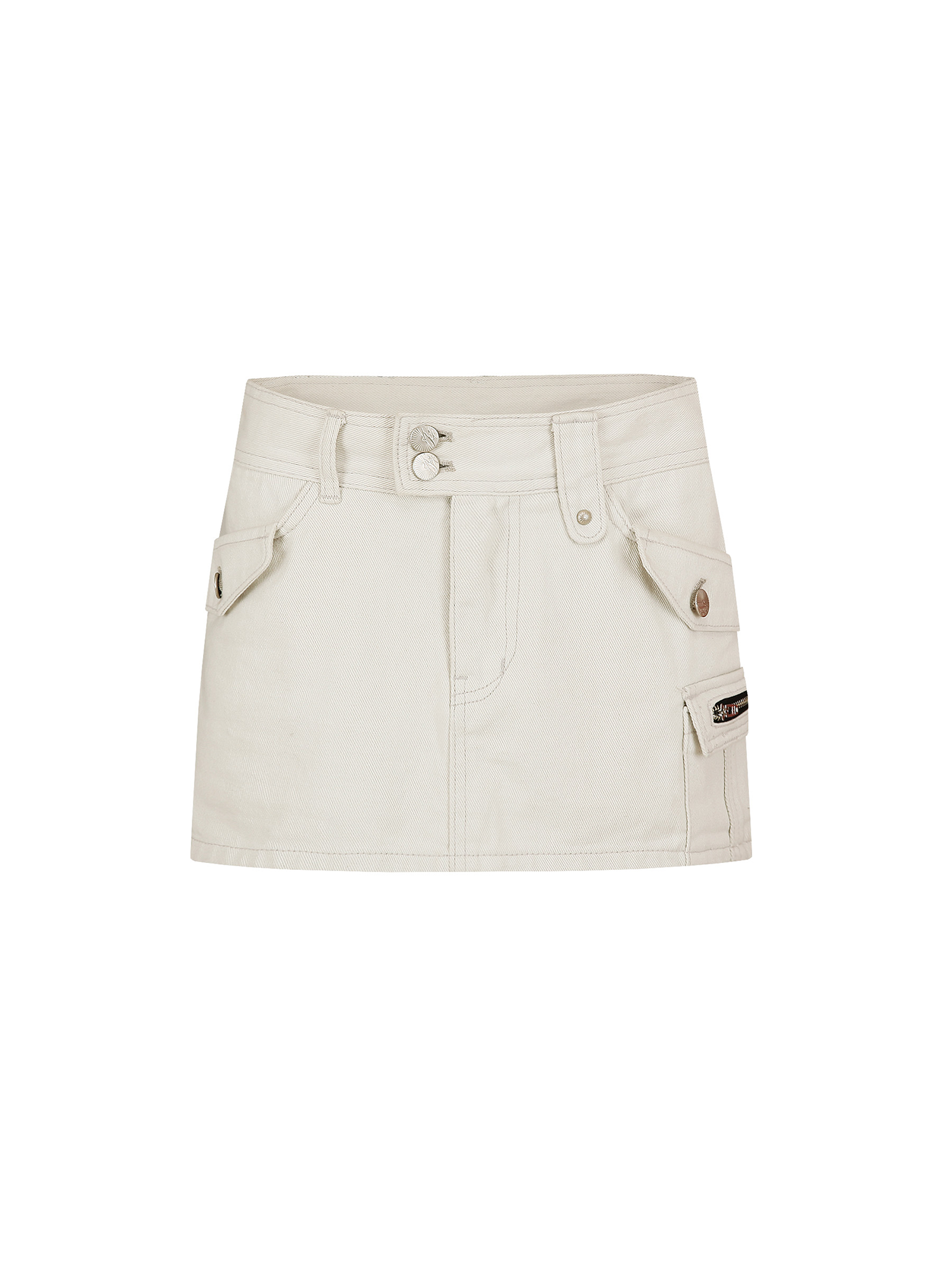 Low-rise Denim Skirt Pants - Off White