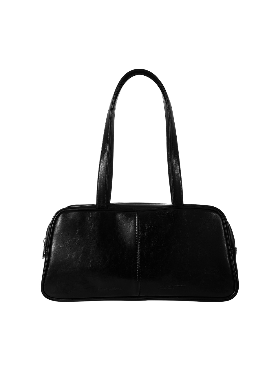 Trapezoid Baguette Shoulder Bag (crack) - Black