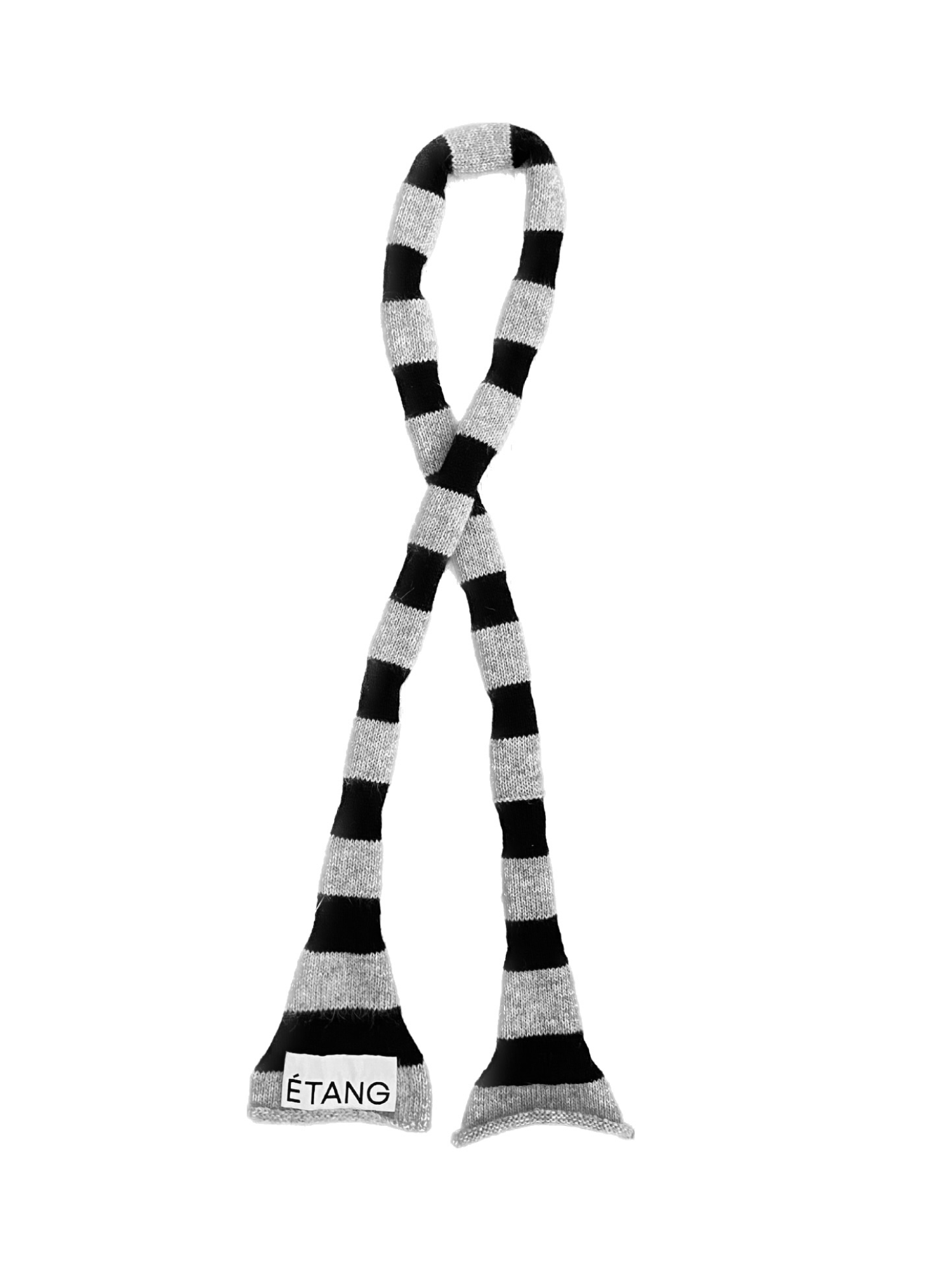 Étang Knit Scarf | Angora Stripe - Gray &amp; Black