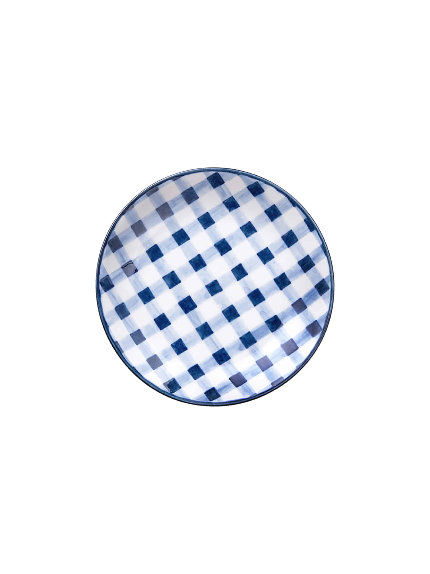 Blue Check Hand-Painted Plate(7in)
