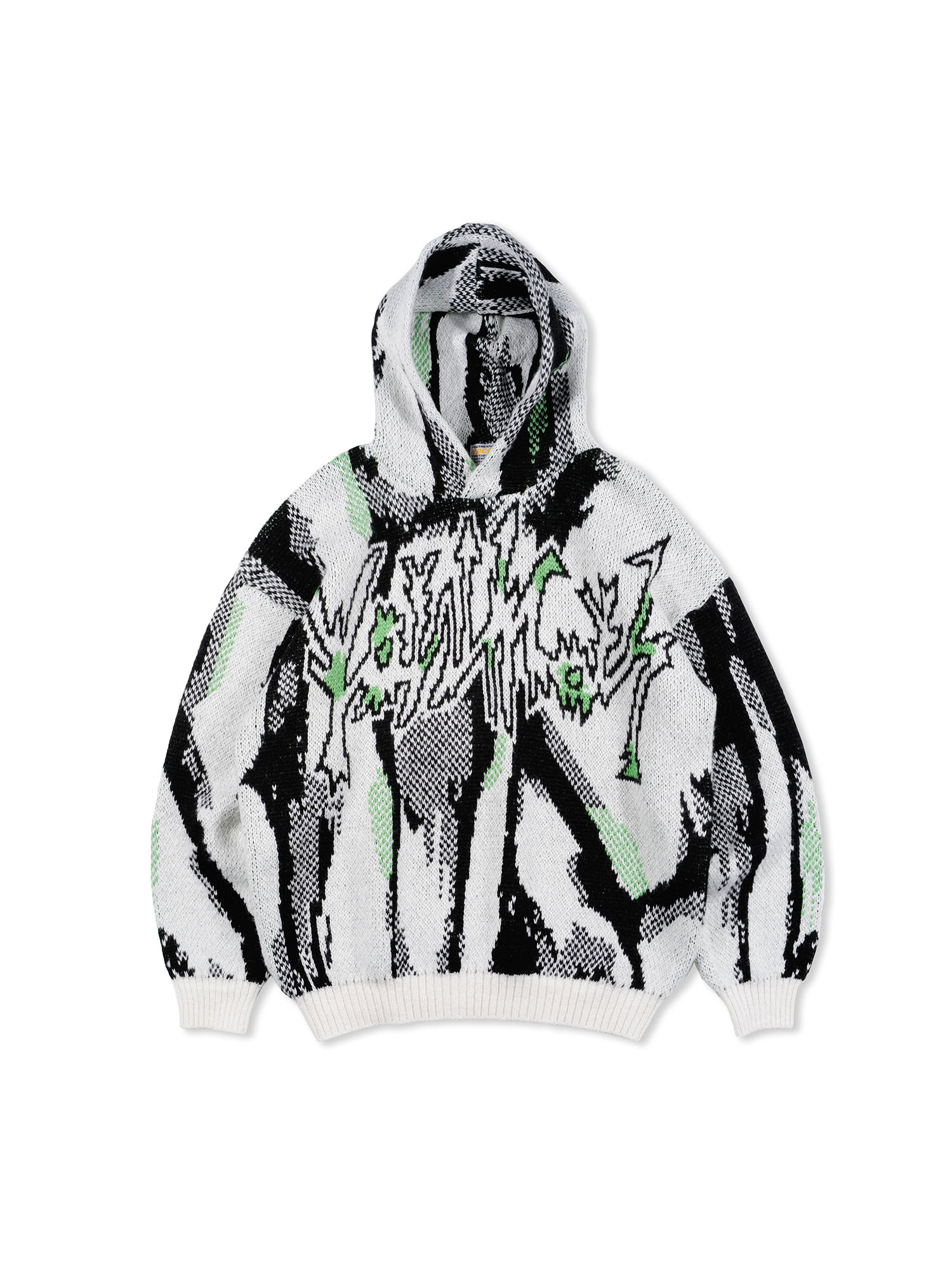 Rough-Painted Knit Hoodie_White