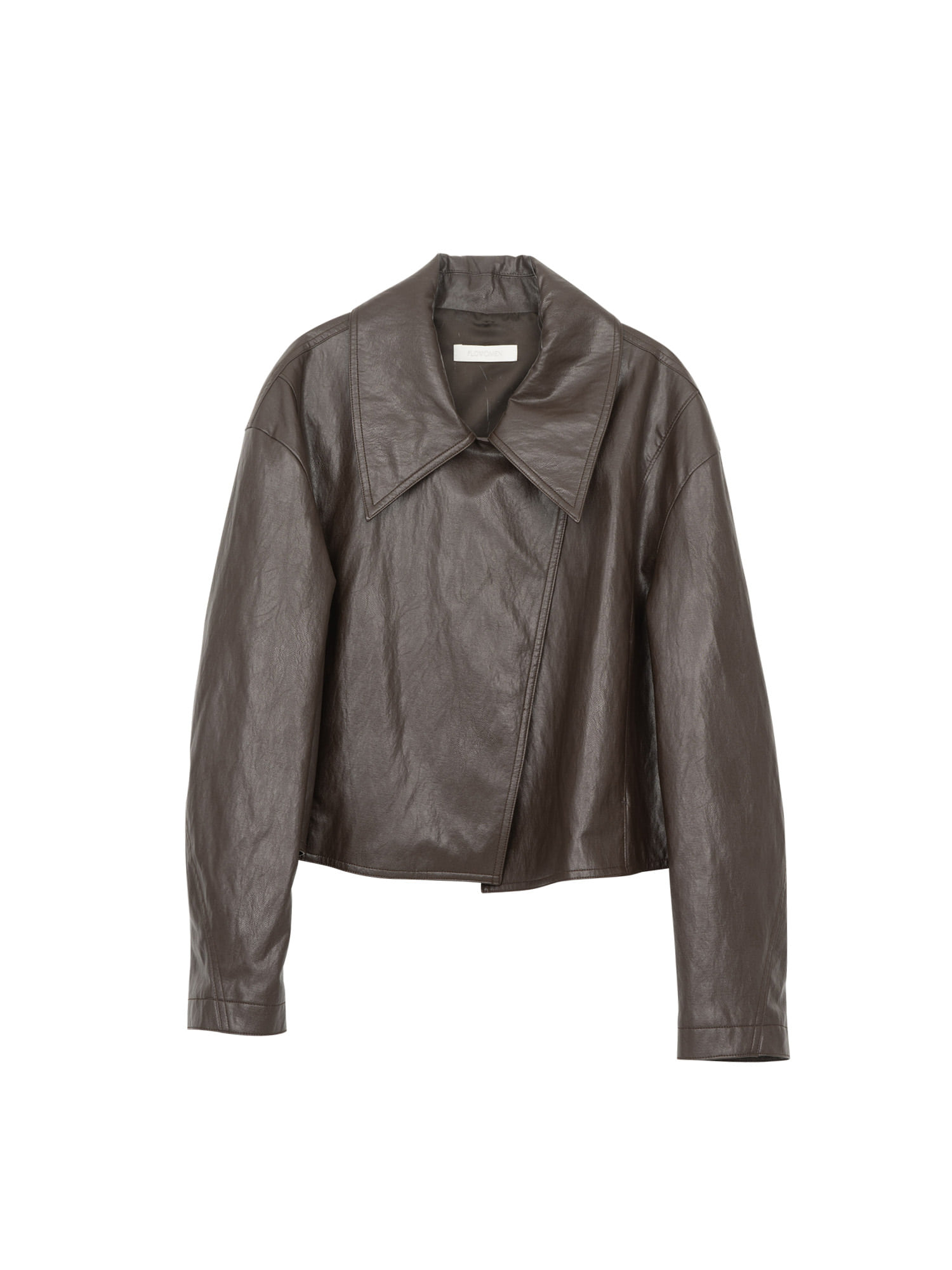 Cross-over Leather Jacket- Dark Brown