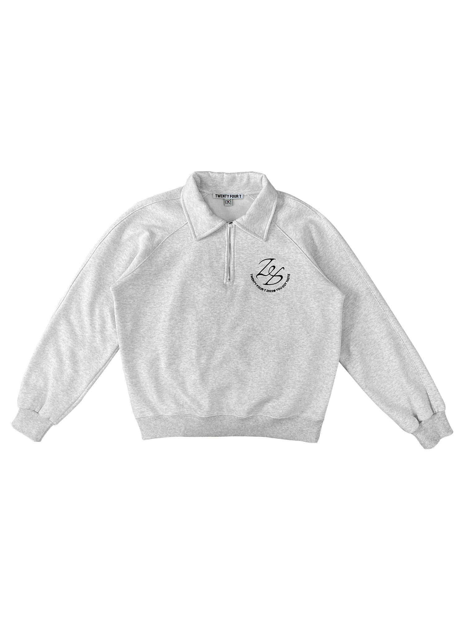 24T Logo Half Zip-Up Sweatshirts - Heather Gray