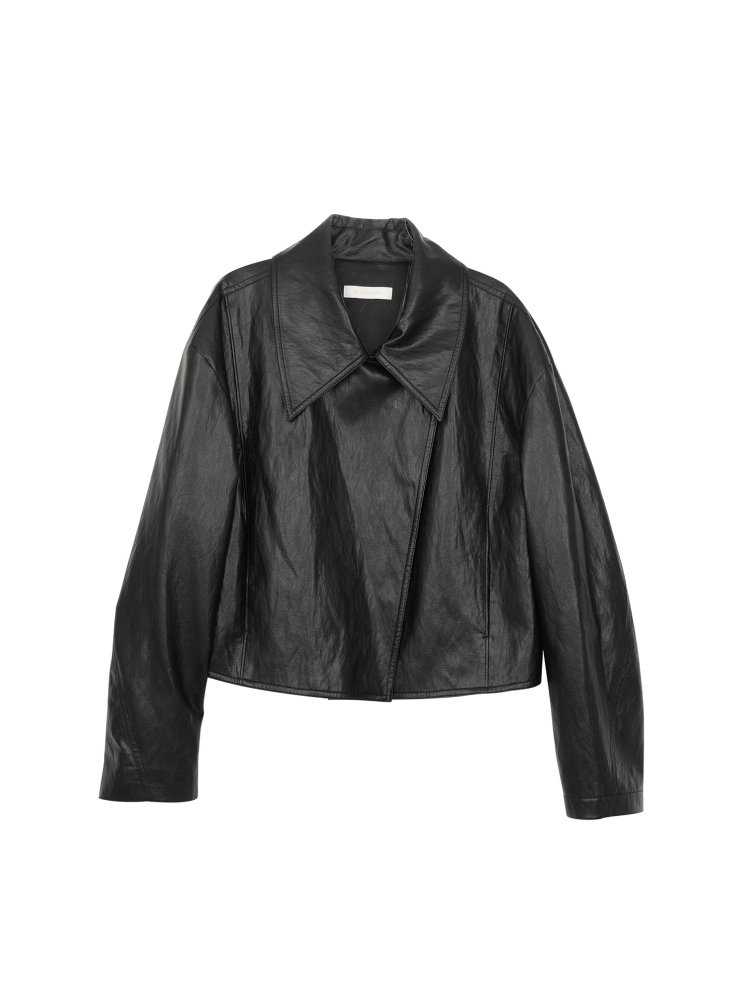 Cross-over Leather Jacket- Black