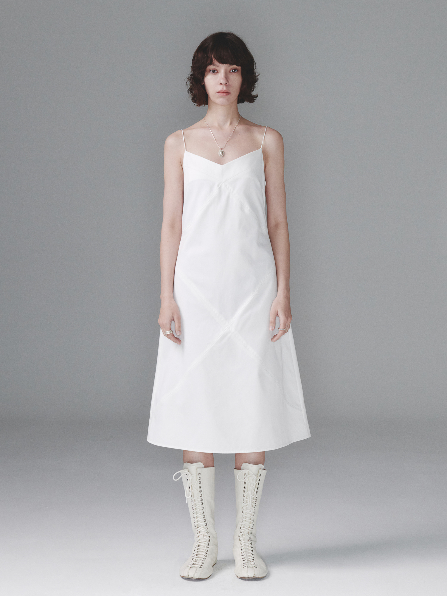 Stitched Midi Dress - White