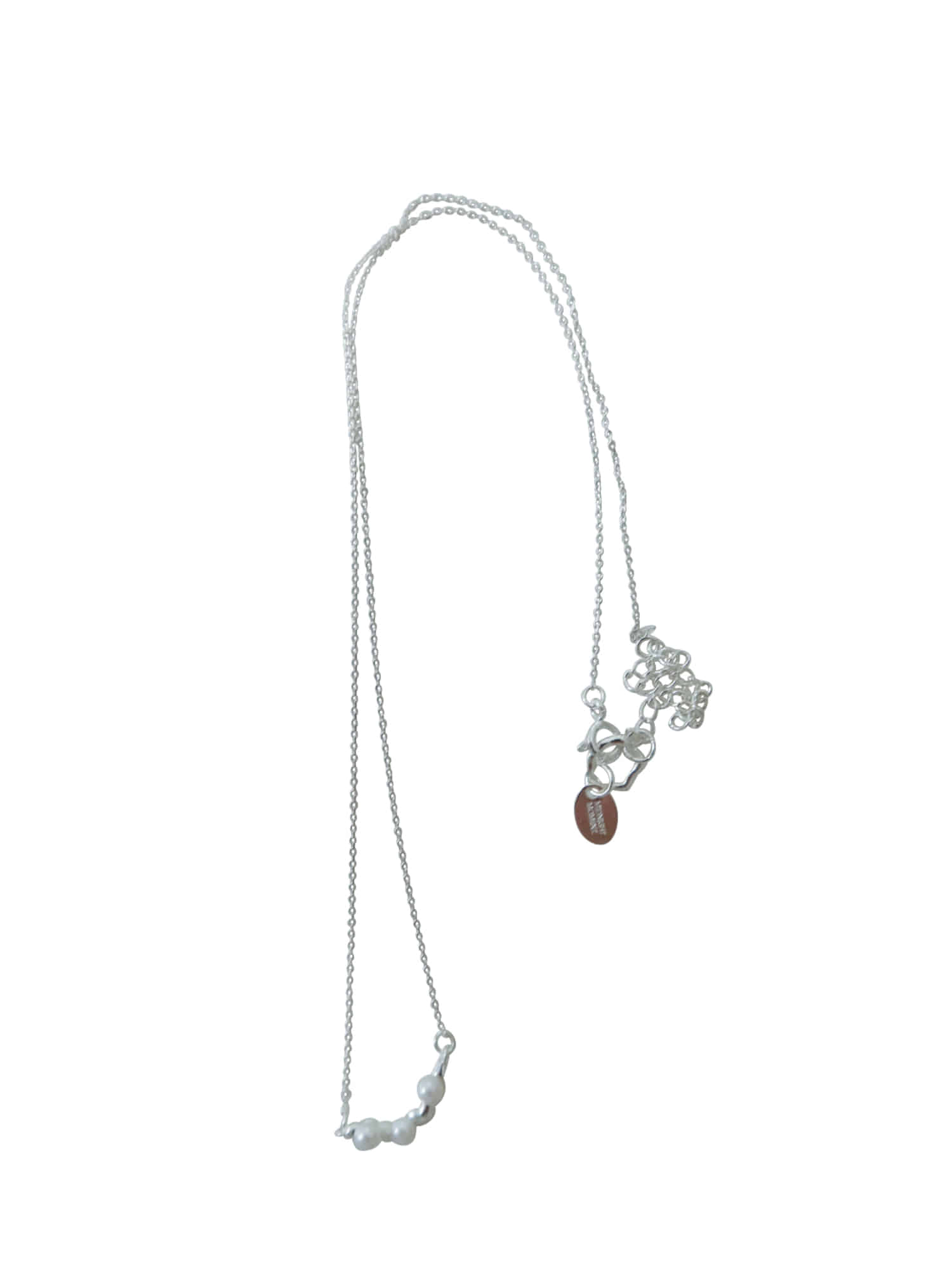 Wavy Pearl Line Necklace - Silver