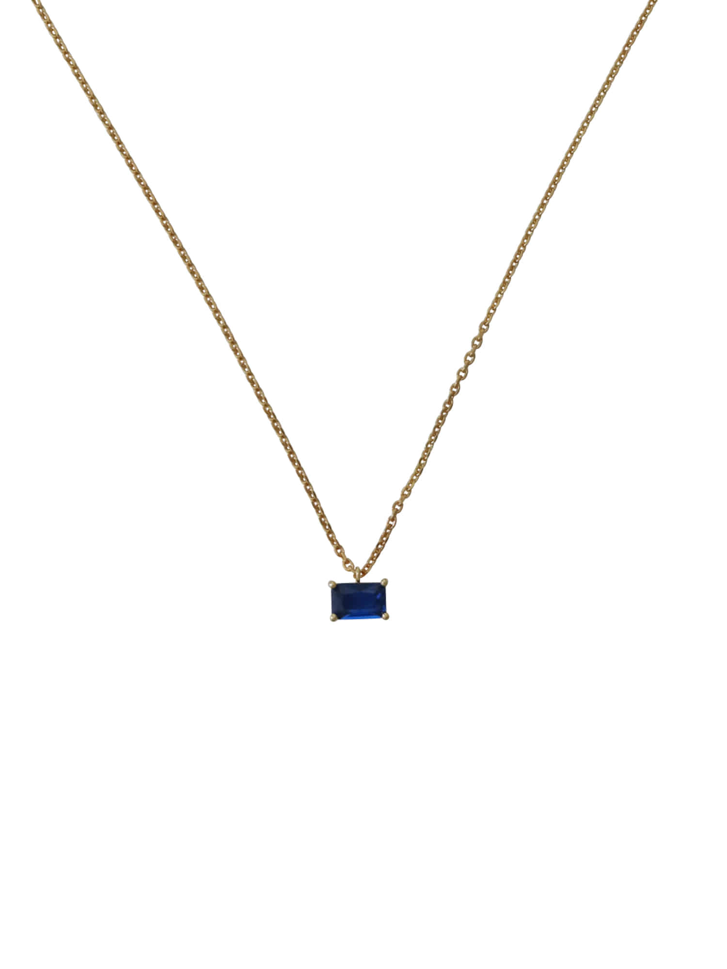Square Necklace - Navy - Gold