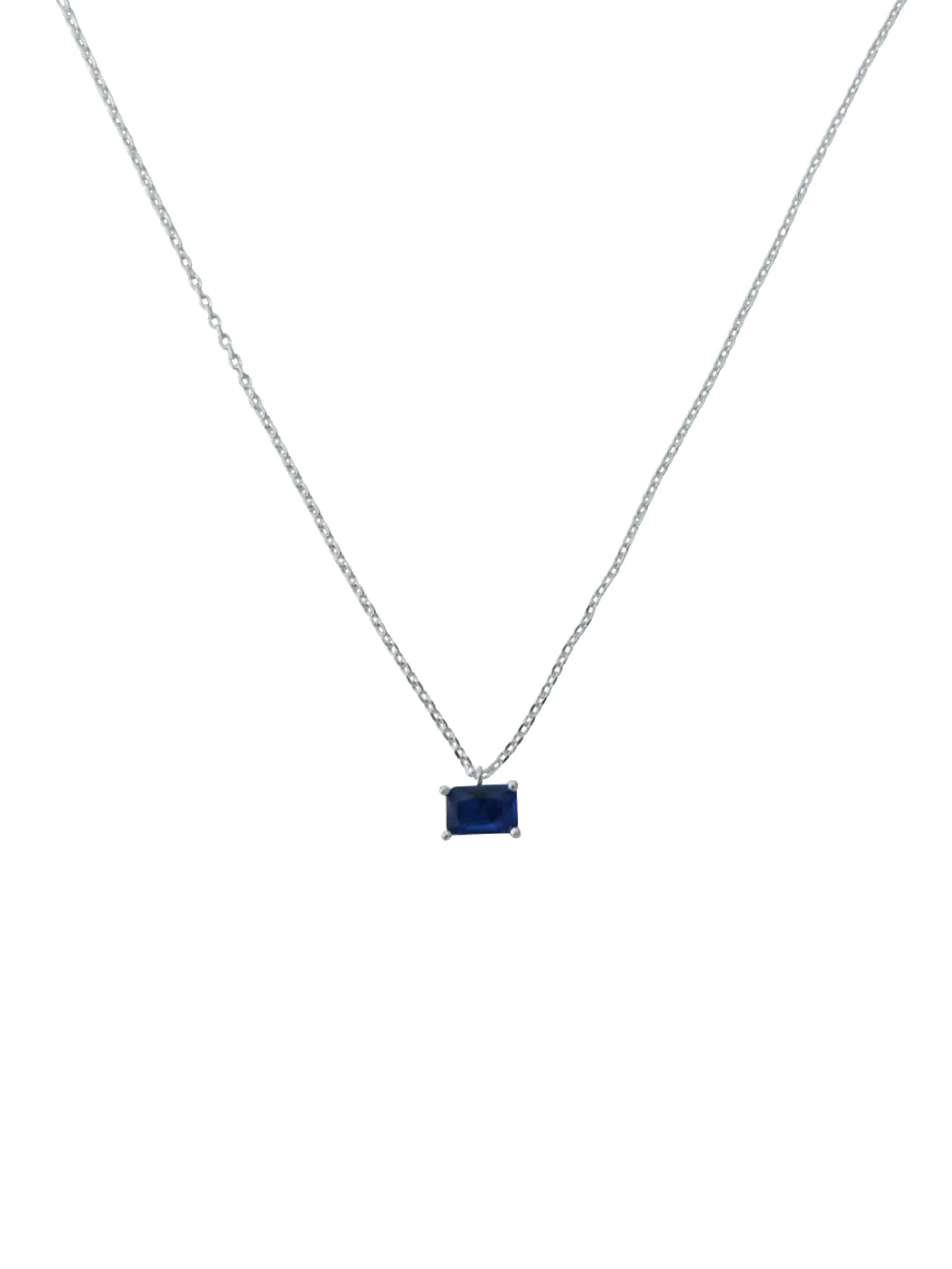 Square Necklace - Navy - Silver