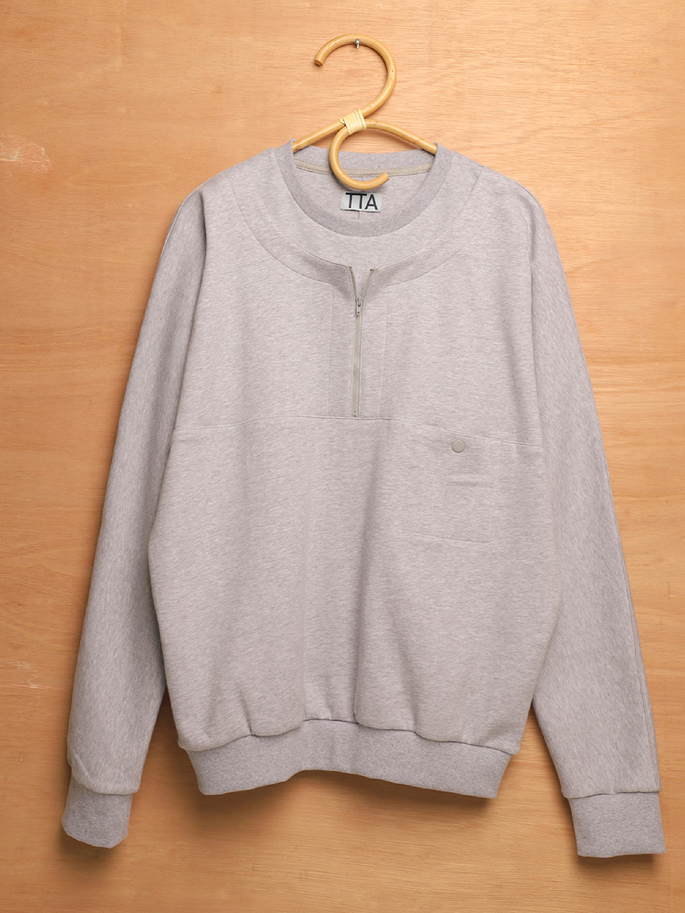 Half Zip Layerd Sweatshirts-Mixture Grey