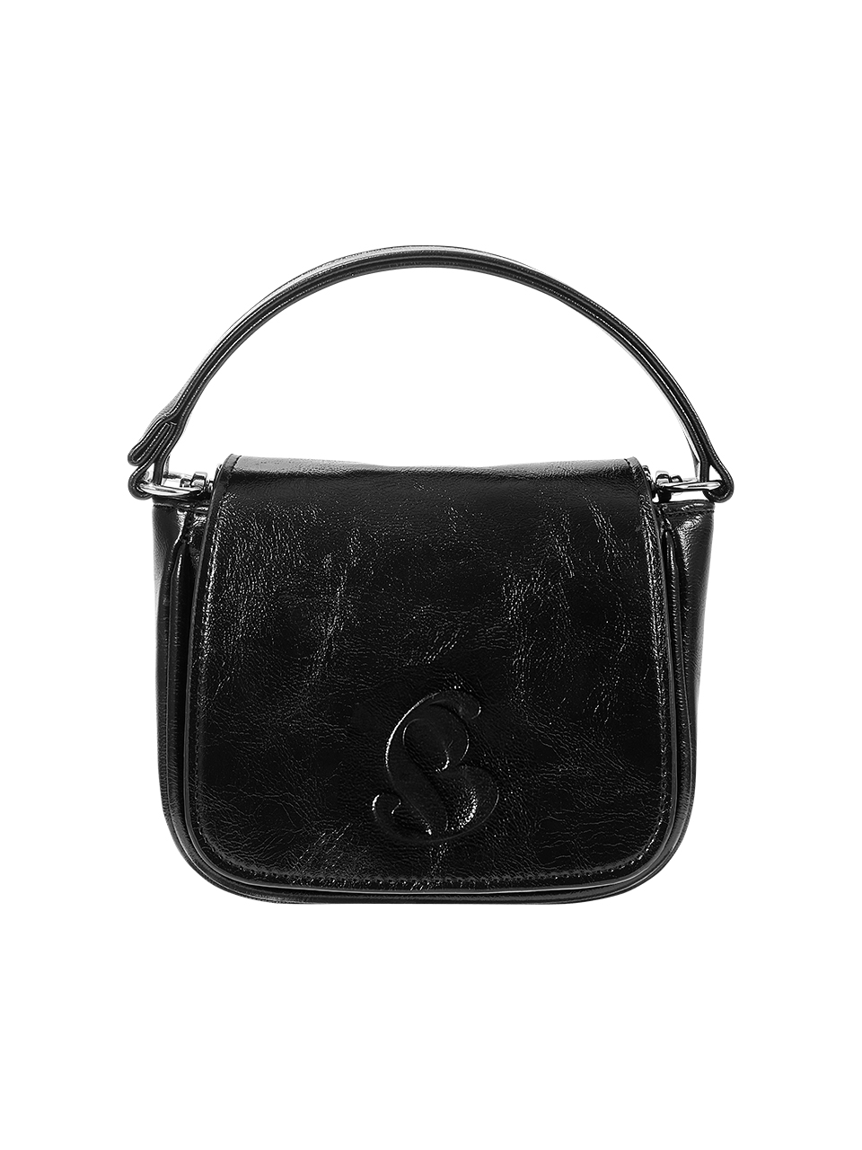 Crack Leather Micro Bag - Black