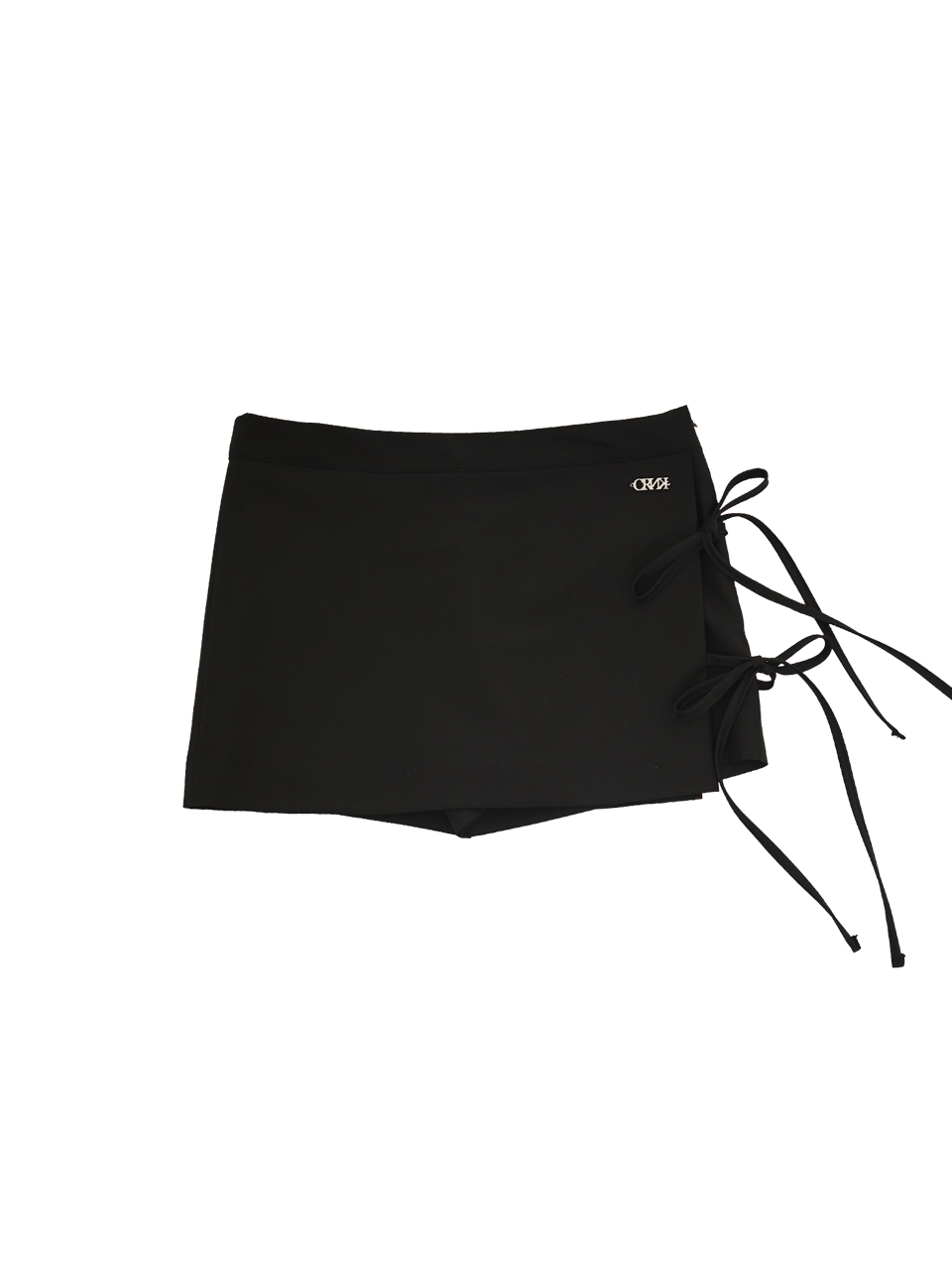 String Wrap Skirt Pants - Black
