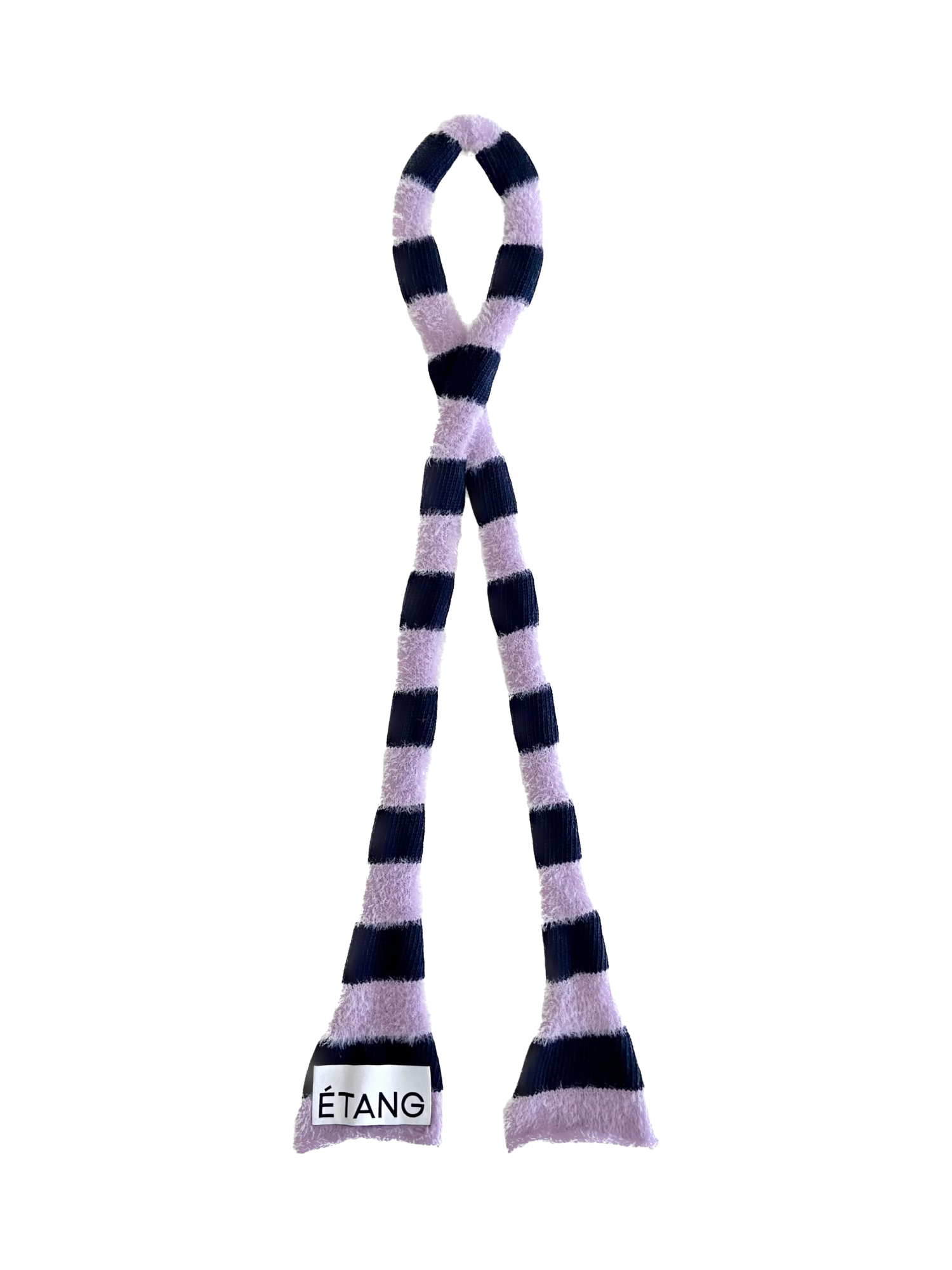 Étang Knit Scarf | Angora Stripe - Purple &amp; Navy