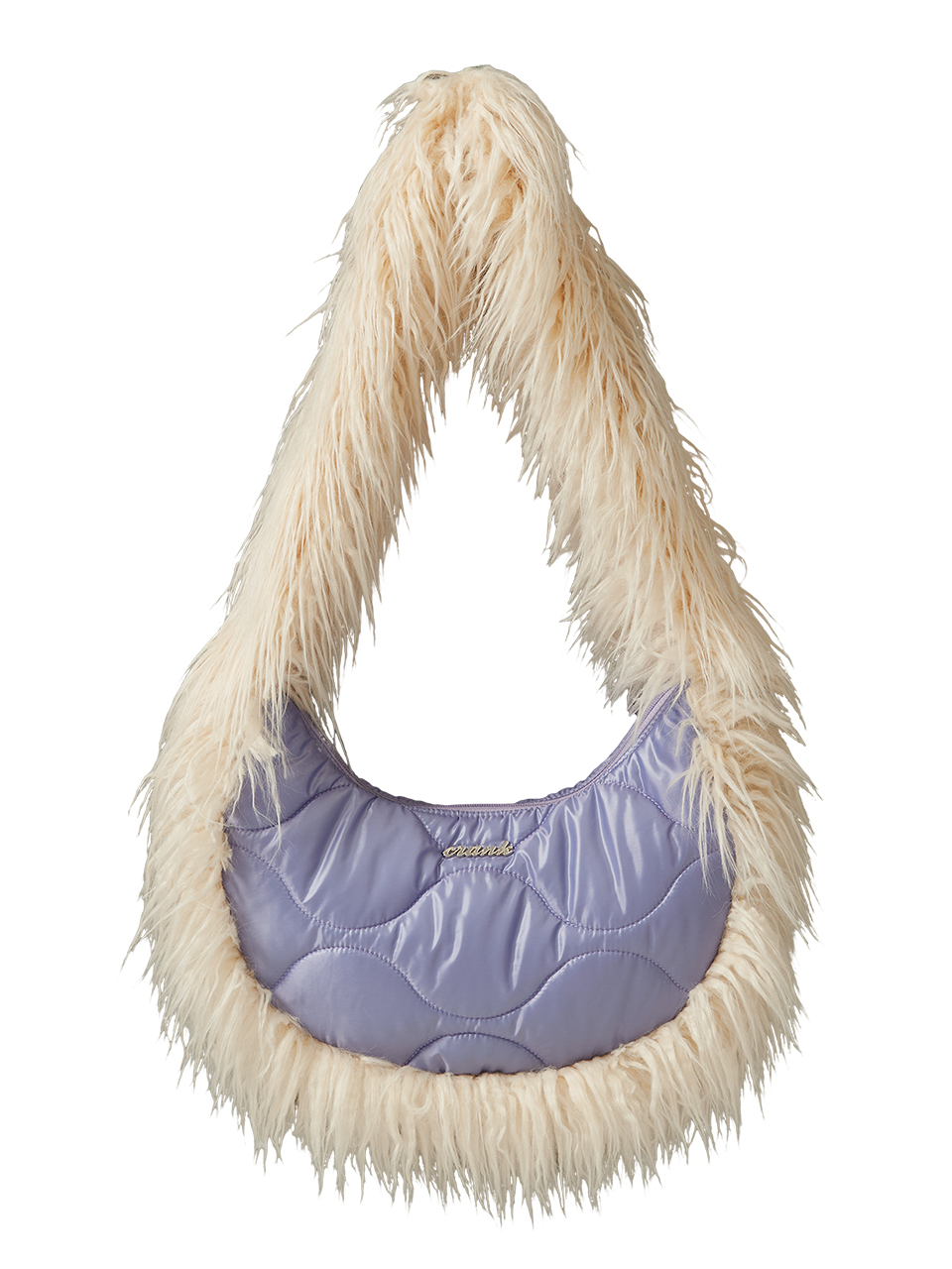 Padded Fur Shoulder Bag - Purple